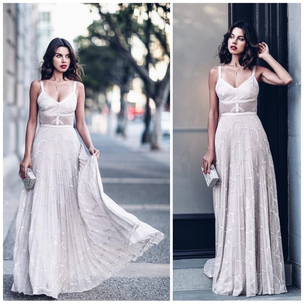 Alexis Isabella Lace Metallic Printed Gown Size XS